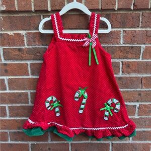 Rare Edition Candy Cane Velvet Holiday Christmas Dress Size 4T toddler girls kid